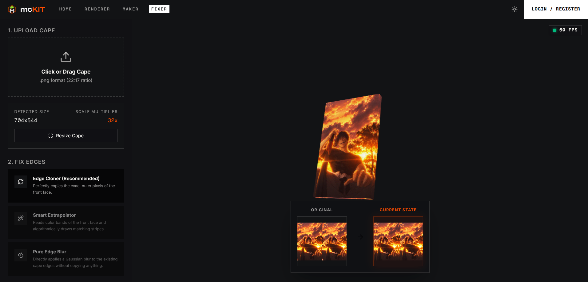 CapeFixer upscaling preview